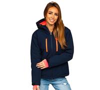 BOLF Femme Veste d'hiver pour veste de ski veste de snowboard avec fermeture a glissiere et poignets de capuche loisirs de plein air HH012 Bleu fonce M [D4D]