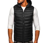 BOLF Homme Gilet de transition matelassee a Capuche Doudoune Blouson avec fermeture eclair Zipe Temps libre Sport Fitness Basic Outdoor Style 13072 Noir M [1U1]
