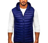 BOLF Homme Gilet de transition matelassee a Capuche Doudoune Blouson avec fermeture eclair Zipe Temps libre Sport Fitness Basic Outdoor Style LY36 Bleu fonce M [1U1]