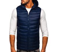 BOLF Homme Gilet de transition matelassee a Capuche Doudoune Blouson avec fermeture eclair Zipe Temps libre Sport Fitness Basic Outdoor Style 13072 Bleu fonce M [1U1]