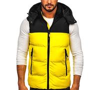 BOLF Homme Gilet de transition matelassee a Capuche Doudoune Blouson avec fermeture eclair Zipe Temps libre Basic Outdoor Style 1189 Jaune M [1U1]
