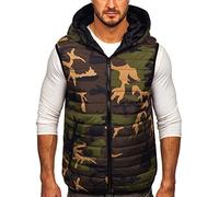 BOLF Homme Gilet de transition matelassee a Capuche Militaire Camo Doudoune Blouson avec fermeture eclair Zipe Temps libre Sport Fitness Basic Outdoor Style 7106 Kaki M [1U1]
