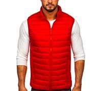 BOLF Homme Gilet de transition matelassée ? Capuche Doudoune Blouson avec fermeture éclair Zipé Temps libre Sport Fitness Basic Outdoor Style LY32 Rouge M [4D4]