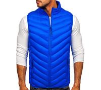 BOLF Homme Gilet de transition matelassee Col montant Doudoune Blouson avec fermeture eclair Zipe Temps libre Sport Fitness Sport Fitness Basic Outdoor Style HDL88006 Bleu M [1U1]
