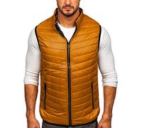 BOLF Homme Gilet de transition matelassee Col montant Doudoune Blouson avec fermeture eclair Zipe Temps libre Sport Fitness Sport Fitness Basic Outdoor Style 7103 Camel M [1U1]