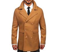 BOLF Homme Manteau Trench-coat Double rangée Elegant Col montant haut Col a revers Impermeable Veste longue avec Ceinture Outdoor Style J.STYLE 11Z8215 Camel XL [4D4]