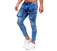 BOLF Homme Pantalon Cargo de Randonnee Fonctionnel D'exterieur de Sport Loisir Joggeur Jogging avec Cordon de Serrage Confort Street Style TF145 Bleu Fonce L [6F6]