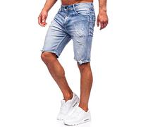 BOLF Homme Pantalon Court en Jean Jeans Short Used Look Destroyed Denim Style Regular Fit Temps Libre Casual Style MP0263BC Bleu Ciel M [7G7]