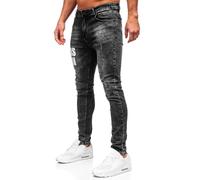 BOLF Homme Pantalon en Jeans Jeans Used Look Jeans Destroyed Denim Style Slim Fit Jambe etroite Temps Libre Casual Style TF291 Noir M [6F6]