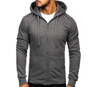 BOLF Homme Sweat-Shirt a Capuche avec Fermeture Eclair Hoodie Sweat Zippe Manches Longues Temps Libre Sport Fitness Outdoor Basic Casual Style 2008A Anthracite M [1A1]
