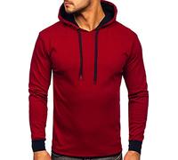 BOLF Homme Sweat-Shirt a Capuche Hoodie Sweat Manches Longues Temps Libre Sport Fitness Outdoor Basic Casual Style 145380 Bordeaux S [1A1]