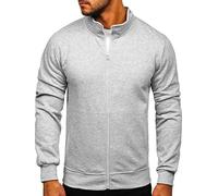 BOLF Homme Sweat-Shirt avec Fermeture Eclair avec Imprime Sweat Zippe Manches Longues Temps Libre Sport Fitness Basic Outdoor Casual Style B2002 Gris L [1A1]