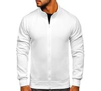 BOLF Homme Sweat-Shirt avec Fermeture Eclair avec Imprime Sweat Zippe Manches Longues Temps Libre Sport Fitness Basic Outdoor Casual Style B2002 Blanc L [1A1]