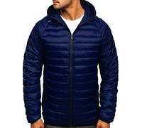 BOLF Homme Veste de transition matelassee a Capuche Blouson avec fermeture eclair Doudoune Zipe Temps libre Outdoor Basic Casual Style 13021 Bleu fonce M [4D4]