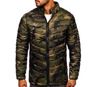 BOLF Homme Veste de transition matelassee Col montant Blouson avec fermeture eclair Doudoune Zipe Temps libre Sport Basic Outdoor Casual Style SM80 Vert M [4D4]
