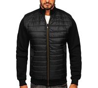 BOLF Homme Veste de transition matelassee Col montant Blouson avec fermeture eclair Doudoune Zipe Temps libre Sport Basic Outdoor Casual Style 146307 Noir XL [4D4]