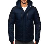 BOLF Homme Veste d'hiver Double avec capuche Blouson a capuche Coupe Chaleur d'hiver d'automne loisir Outdoor Casual Style 91M9902 Blau fonce XXL [4D4]