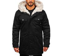 BOLF Homme Veste d'hiver Double Parka avec capuche Blouson a capuche Manteau Bordure en fourrure Longue Coupe Chaleur d'automne loisir Outdoor Casual Style 22M318 Noir XXL [4D4]
