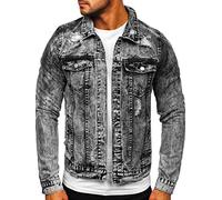 BOLF Homme Veste en jean Denim de transition Blouson Manche longue bande de bouton Casual Denimwear Oversize Decontracte AK588 Gris M [4D4]