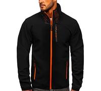 BOLF Homme Veste Softshell de transition a capuche Impermeable Blouson zippe Fonctionnel Coupe-vent Etanche Sport de Trekking Respirant Outdoor Style KS2185 Noir L [4D4]