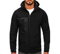 BOLF Homme Veste Softshell de transition a capuche Impermeable Blouson zippe Fonctionnel Coupe-vent Etanche Sport de Trekking Respirant Outdoor Style T019A Noir M [4D4]