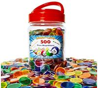 Bolibo - 500 - JETON Loto magnétique, boîte de 500 PIONS magnétiques - 17mm de diamètre - Multicolores - en Plastique Transparent - Bingo