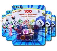 Bolibo - JETON Loto magnétique - 100 PIONS MAGNÉTIQUES - 17 mm de diamètre - Coloris au Choix - Bleu, Orange, Jaune, Vert, Rouge, Violet, etc... - Bingo (Multicolore)
