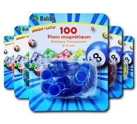 Bolibo JETON Loto magnétique - 100 PIONS MAGNÉTIQUES - 17 mm de diamètre - Coloris au Choix - Bleu, Orange, Jaune, Vert, Rouge, Violet - Bingo (Bleu)