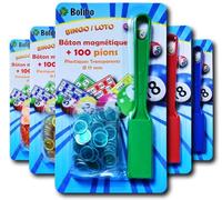 Bolibo JETON Loto magnétique - Bâton magnétique + 100 PIONS - 17 mm de diamètre - Coloris au Choix - Bleu, Orange, Jaune, Vert, Rouge, Violet, etc... - (Vert)