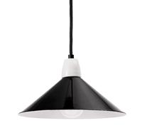 Bolichwerke Borken suspension, 24 cm, douille en porcelaine, câble de textile noir Pendelleuchte, aluminium naturel vernis mat