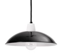 Bolichwerke Boxberg suspension, 26 cm, douille en porcelaine, câble de textile noir Pendelleuchte, tôle d`acier blanc