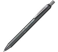 Bolígrafo Energel Retráctil Con Punta De Bola Y Cuerpo Metálico Antracita. Escritura En Color Negro