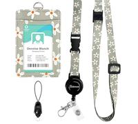 bolimoss Cordon tour de cou à motif de fleurs mignonnes pour badge d'identité, cordon tour de cou avec enrouleurs de badge rétractables, boucles à dégagement rapide et sangles réglables avec