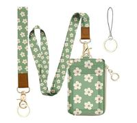 bolimoss Groovy Cordon de fleurs avec porte-carte d'identité pour femmes enseignantes, joli porte-badge floral avec cordon de cou