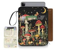 Bolimoss Housse de livre en forme de champignon, étui de livre avec poignée, étui de transport imperméable en similicuir PU avec poches zippées pour livre de poche, cadeaux pour les amateurs de