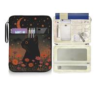 bolimoss Housse de protection imperméable pour Kindle avec poignée et poches zippées, motif chat noir, pochette en cuir PU pour livre de poche, cadeaux pour les amateurs de livres et les enseignants