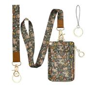 bolimoss Lanière à motif de chat floral - Cordon de tournesol mignon pour badge d'identité, porte-badge d'identité avec col détachable et dragonne - Étui portefeuille en cuir synthétique avec