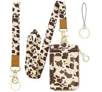 bolimoss Lanière avec imprimé vache 2 en 1 - Porte-badge et lanière - En cuir synthétique - Porte-badge - Protection pour infirmière