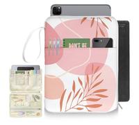 Bolimoss Leaf Housse de livre avec poignée, pochette en cuir synthétique imperméable, avec poches à fermeture éclair, cadeau pour enseignant, lecteur et bibliothécaire (rose)