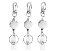 bolimoss Lot de 3 porte-badges rétractables en métal argenté avec clip de ceinture pour carte de nom pour infirmière, bénévole, enseignant, étudiant (argent)