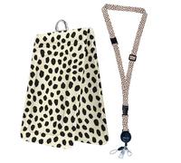 Bolimoss Porte-badge en cuir à pois noirs avec cordon, cordons réglables pour badges d'identité, porte-badge double face avec bobine rétractable, pochette de protection pour carte d'identité avec 1 à