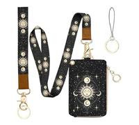 bolimoss Porte-badge et lanière portefeuille amovible pour enseignantes et enseignantes avec dragonne et tour de cou, fenêtre transparente, 5 emplacements pour cartes, poche, 1 poche latérale zippée