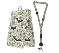 Bolimoss Porte-badge floral avec fenêtres double face, réglable avec clip enrouleur rétractable, badge de protection d'identité en cuir synthétique avec lanière amovible pour enseignant, infirmière