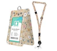 Bolimoss Porte-badge motif fleurs et arcs-en-ciel cordon, joli cordon en forme de champignon pour badges d'identité en cuir, fenêtres double face, boucles à dégagement rapide