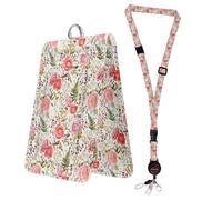 Bolimoss Porte-badge rose avec fenêtres double face, porte-carte d'identité en cuir à motif floral mignon avec cordon tour de cou réglable amovible, boucles à dégagement rapide pour infirmière