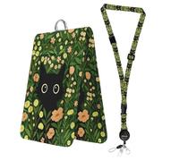 Bolimoss Porte-badge transparent double face avec enrouleur rétractable, motif chat noir, porte-carte réglable, avec fermoir pivotant en métal, pour infirmière, enseignant et personnel