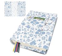 bolimoss Protège-livre floral réutilisable et lavable avec marque-page, housse réglable en toile avec poche pour grands romans de poche, cadeau pour femmes, enseignantes, amateurs de livres (bleu)