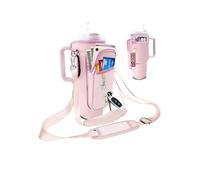 bolimoss Sac de transport pour bouteille d'eau Stanley Cup 1,18 g/887,5 g, accessoires de tasse Stanley, pochette isotherme en néoprène rose avec sangle réglable et 3 poches, pour la marche, les