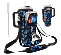 bolimoss Sac de transport pour bouteille d'eau Stanley de 102/887 ml, support d'accessoires avec 2 sangles réglables et 3 poches en néoprène pour la marche, les voyages, la randonnée, la salle de