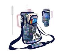 bolimoss Stanley - Porte-gobelet pour gobelet de 1,2 l, pochette en néoprène avec poche pour téléphone, accessoires pour tasse Stanley avec 2 sangles réglables et 3 poches pour randonnée, peinture aux